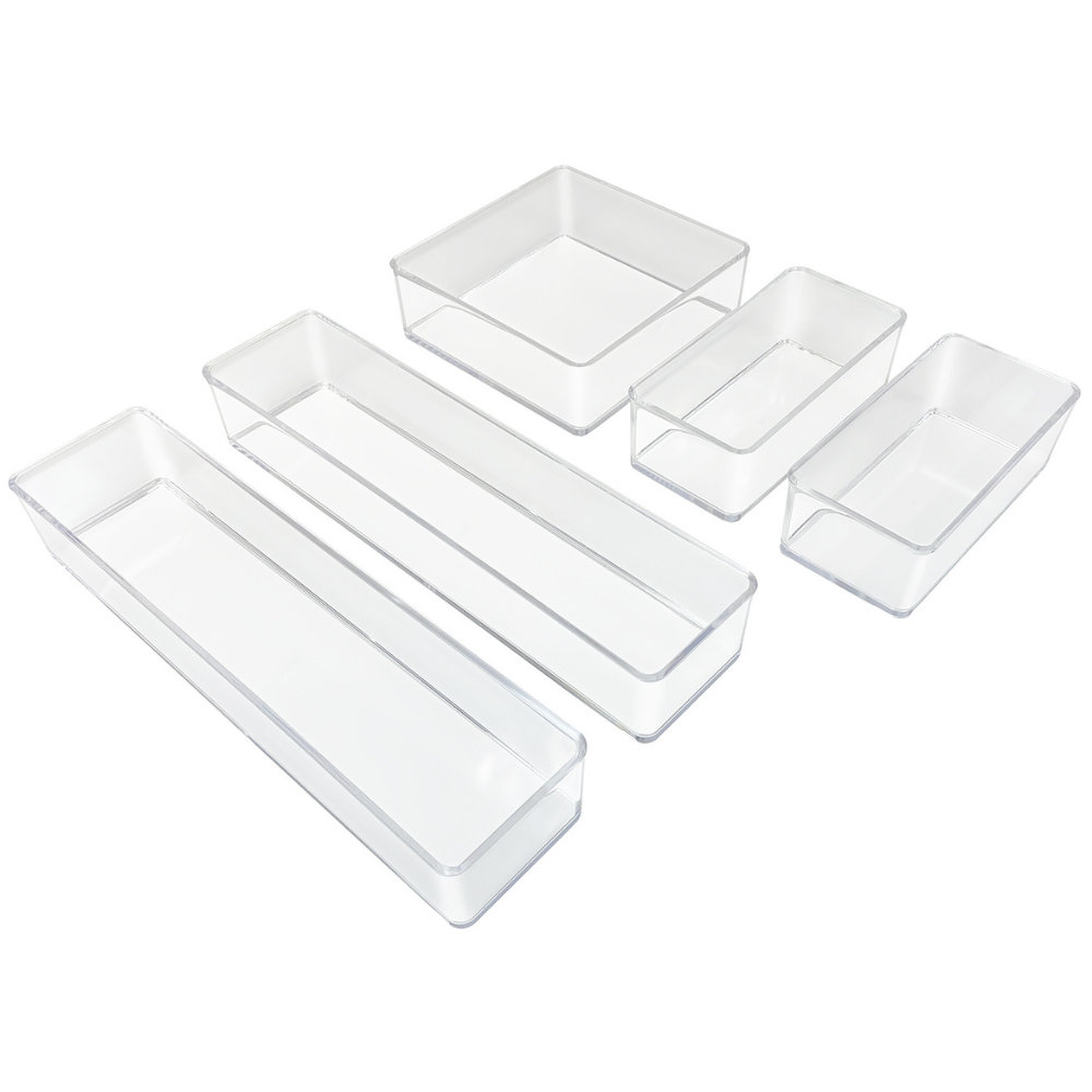 Sorbus Clear Drawer Organizer 5 piece Set Multi purpose Organizer Bins For Makeup Desk Office Supplies Vanity Bathroom Kitchen Organization And More Reviews Wayfair Canada